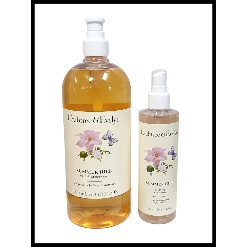 NEW Crabtree & Evelyn Summer Hill Large 33.8oz Gel 8.1oz Soothing Body Mist NEW